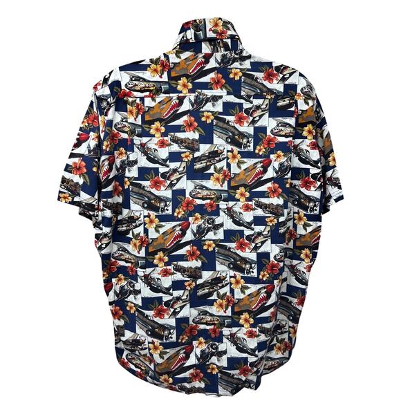 Cruizin Wear Vintage War Planes Button Front Shirt All Over Print XL Pocket USA - Picture 3 of 8